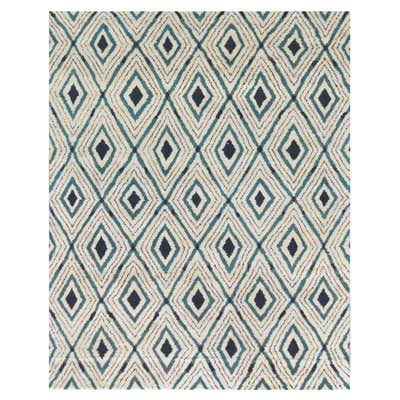 Modern Wool Diamond Pattern Handwoven Rug For Sale at 1stDibs