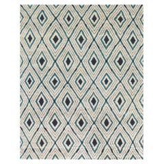 Modern Diamond Pattern Handwoven Wool Rug