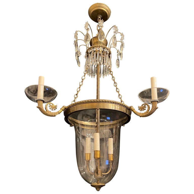 Wonderful Vaughan Lighting Bell Jar Bronze Regency Neoclassical Lantern Fixture For Sale