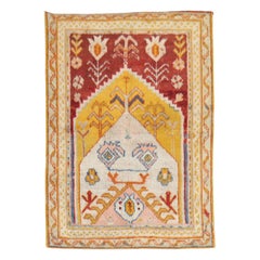 Tapis de prière turc antique coloré Oushak