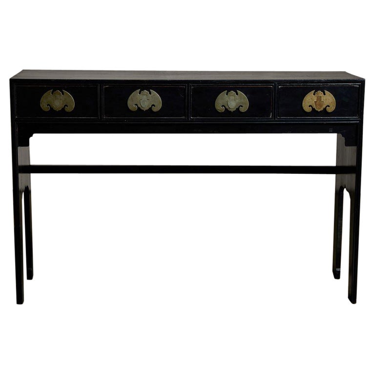 Black Lacquer 4 Drawer Side Table For Sale at 1stDibs