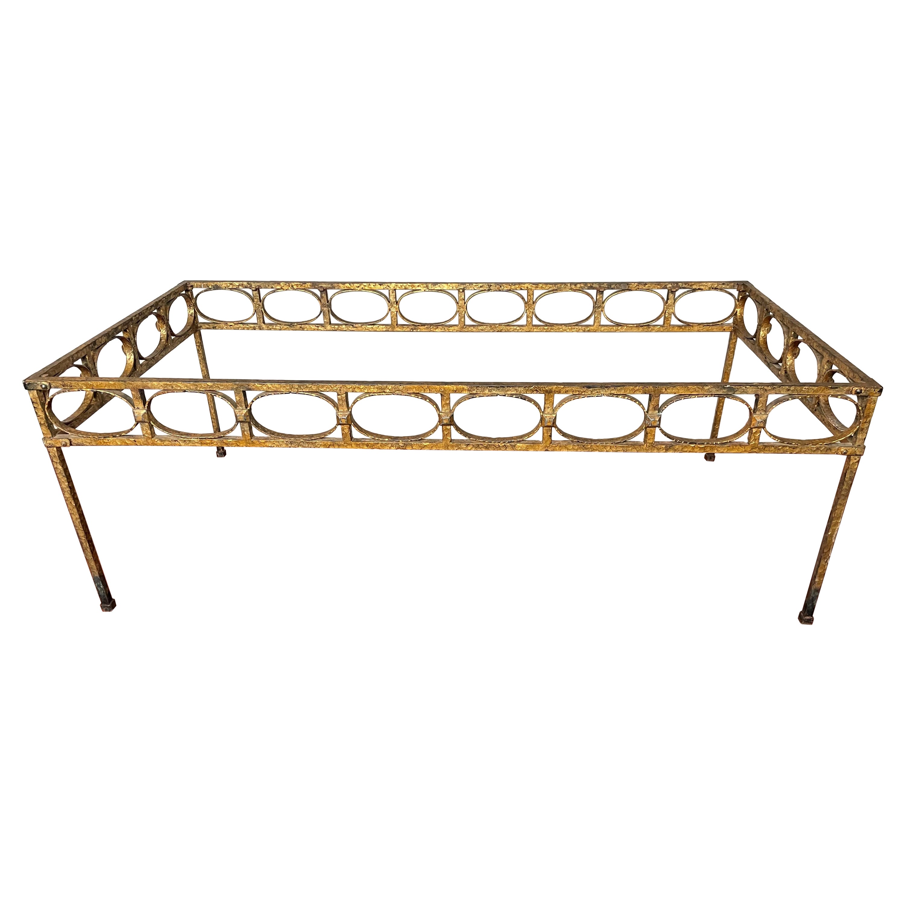 Stunning Midcentury Modern Gilt Wrought Iron Coffee Table Base by Ferro Art 1950 For Sale