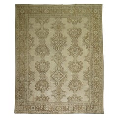 Colección Zabihi Alfombra Turca Antigua Oushak Tamaño de la Habitación Color Neutro