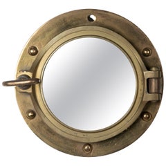 Antique Early 20th Century Ship Porthole Wall Mirror 