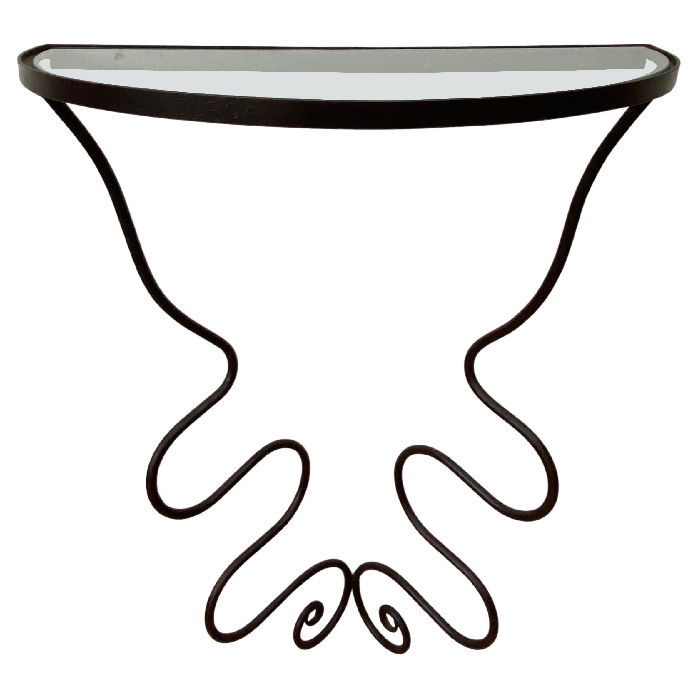 Modern Iron and Mirrored Glass Console Table, Style of JeanMichel