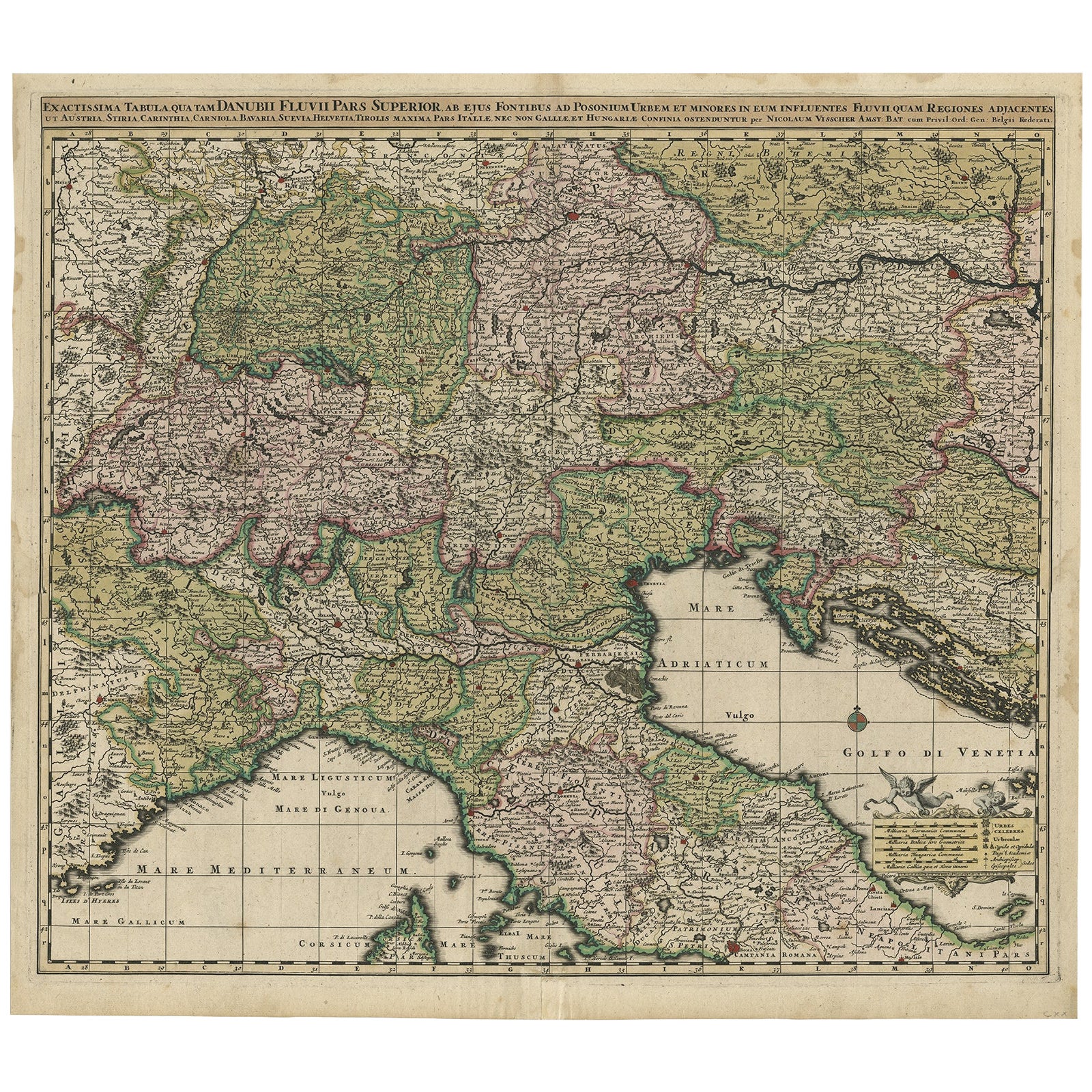Finely Detailed Map Covering Northern Italy, Austria, Slovenia & Croatia, c.1690 For Sale