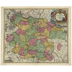 Antique Regional Map of Germany, inc Hamburg, Luneberg, Hannover, Braunsweig etc, c.1720