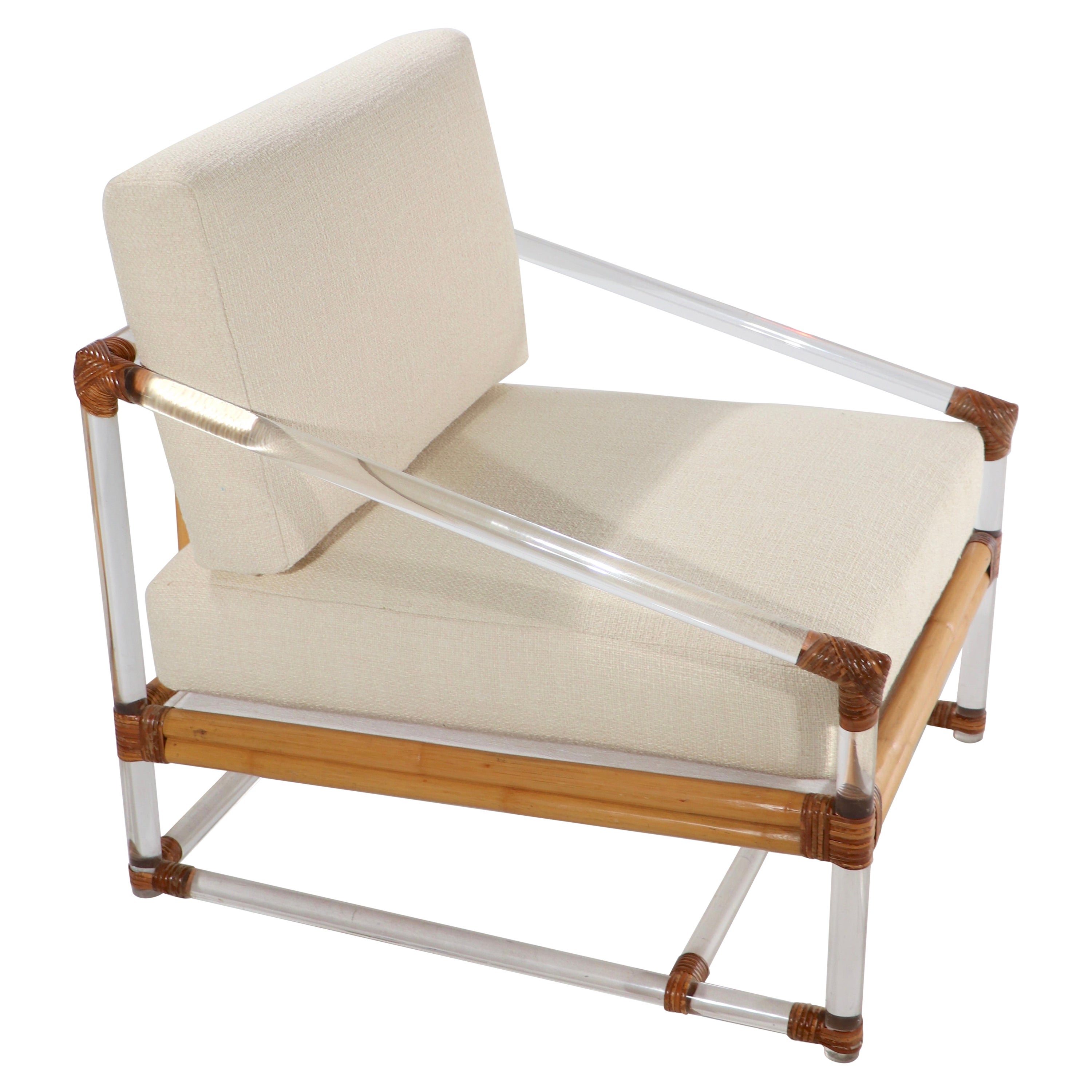 Lucite and Wicker Lounge Chair by McGuire