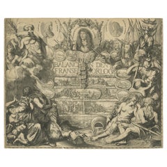 Rare Allegory of France & Her Allies at War, Incl a Portrait of Louis XIV, 1676