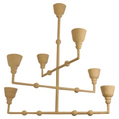 Giacometti Style Plaster Light Fixture, 6 Lights, France, XXth
