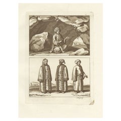 Antique Old Original Engraving Showing an Arabian Men and a Muslim Imam, 1827