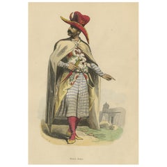 Original Antique Hand-Colored Print an Arab Nobleman, 1843