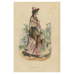 Original Antique Hand-Colored Print of an Arab Girl, 1843