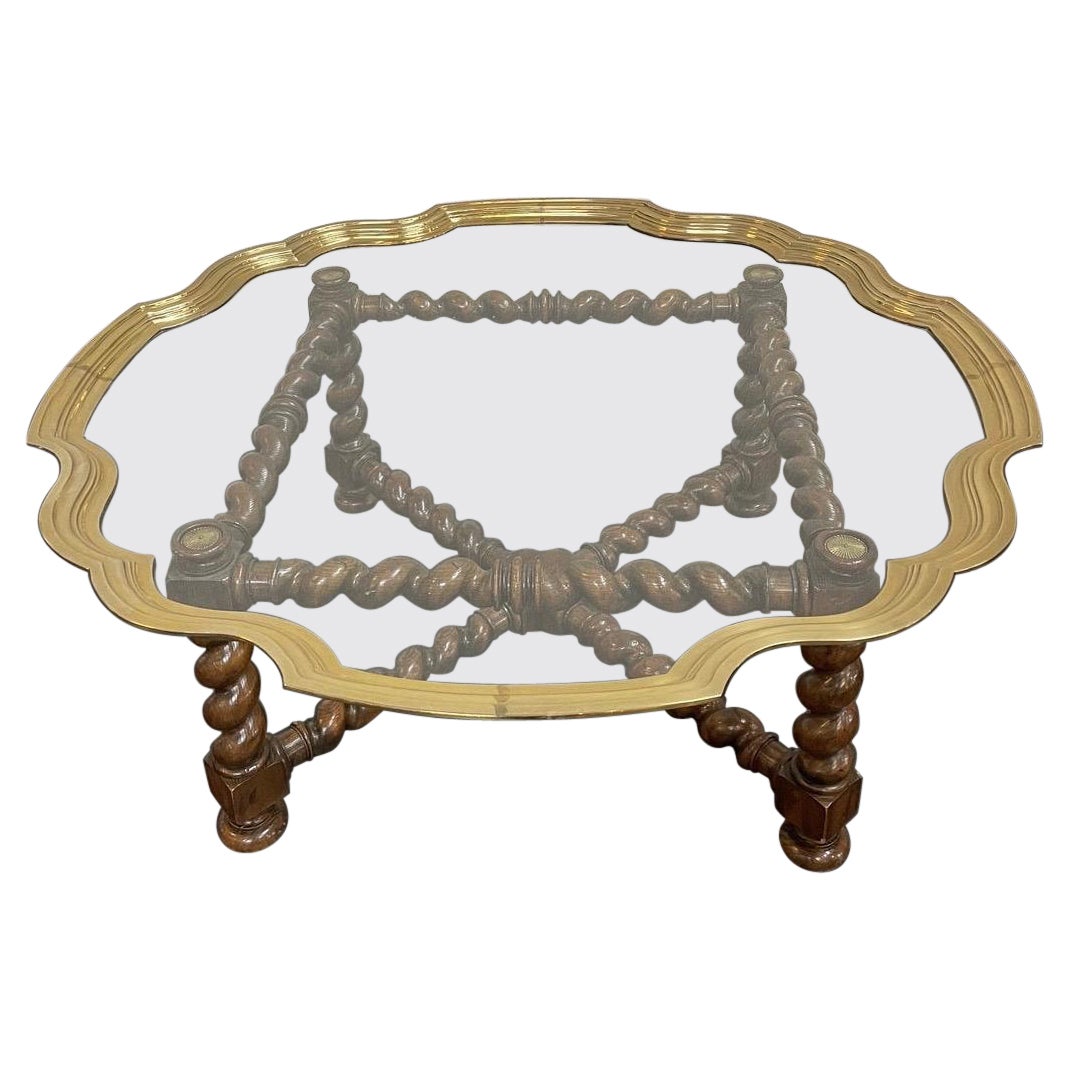 Twist Carved Wood with Glass Top Coffee Table For Sale at 1stDibs