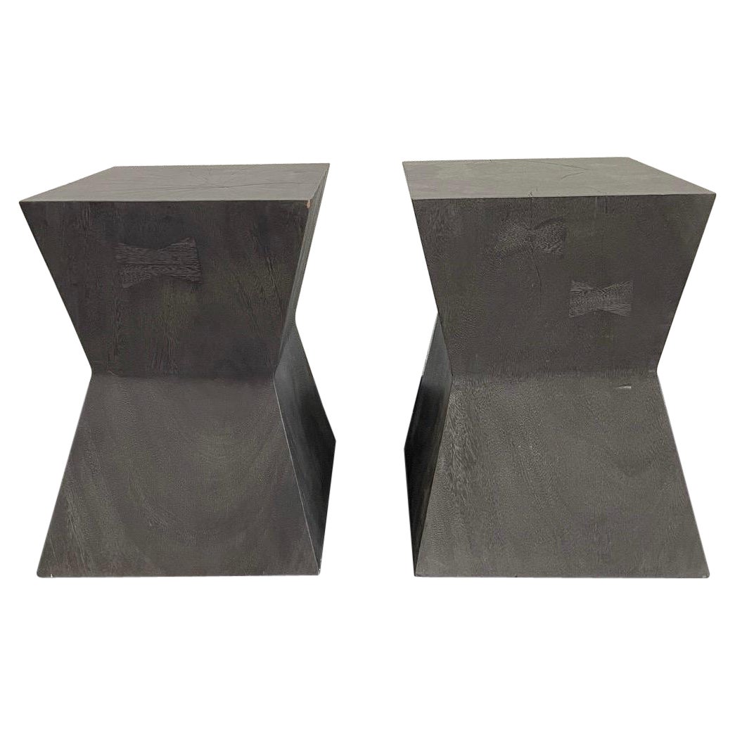 Post Modern Wooden Side Tables, a Pair For Sale