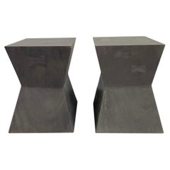 Post Modern Wooden Side Tables, a Pair