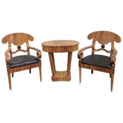 Vintage Neoclassical Chairs and Side Table, 3 Pieces