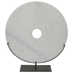 Extra Large White Textured Round Decorative Disc Sculpture, Contemporary, China