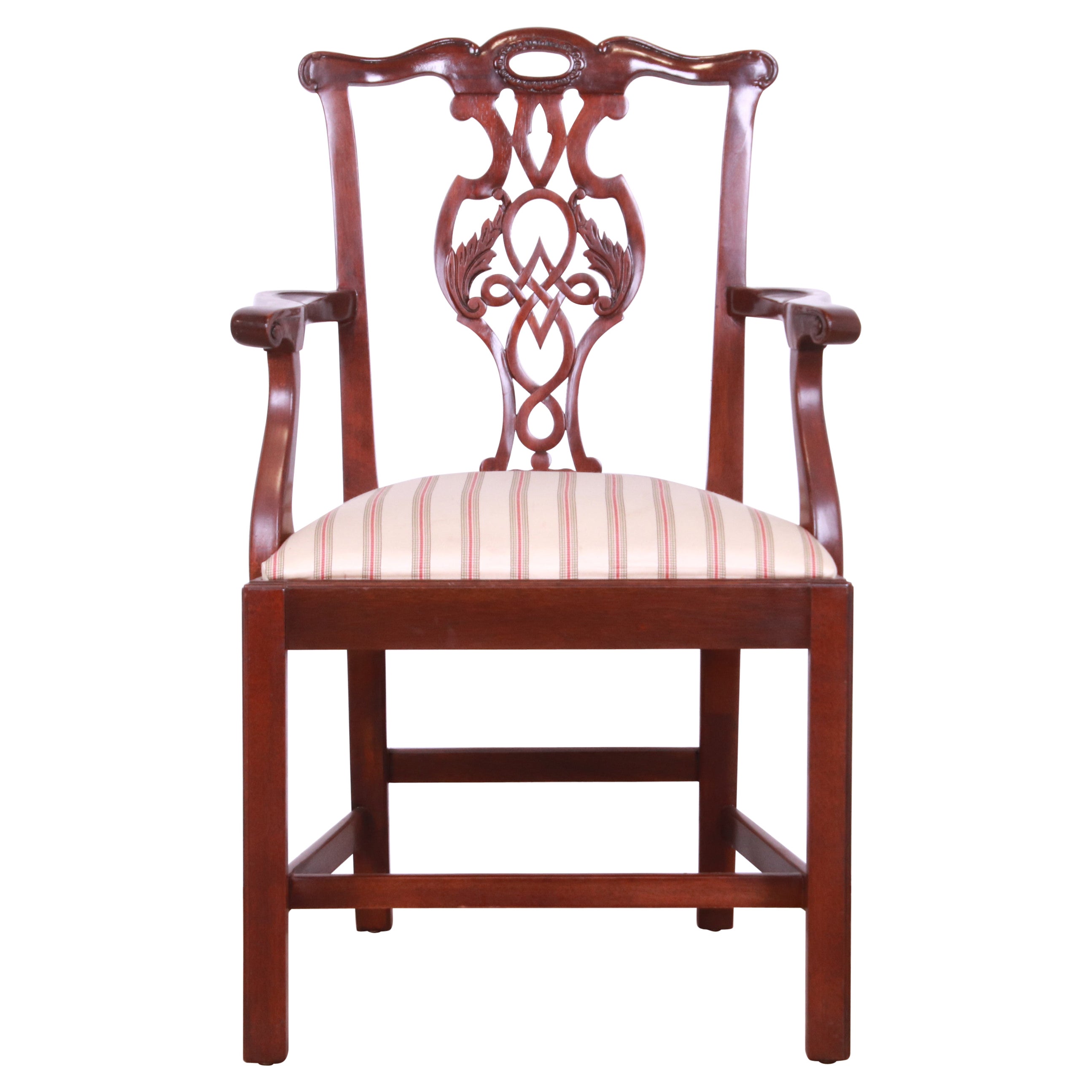 Baker Furniture Chippendale Carved Mahogany Dining Captain Armchair