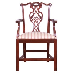 Baker Furniture Chippendale Carved Mahogany Dining Captain Armchair