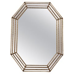 Elongated Octagonal Gilded Hollywood Regency Mirror circa 1960s