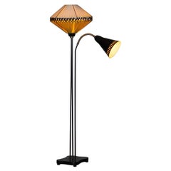 1950's Mid Century Black Double Swedish Floor Lamp Made by Orsjo Belysning