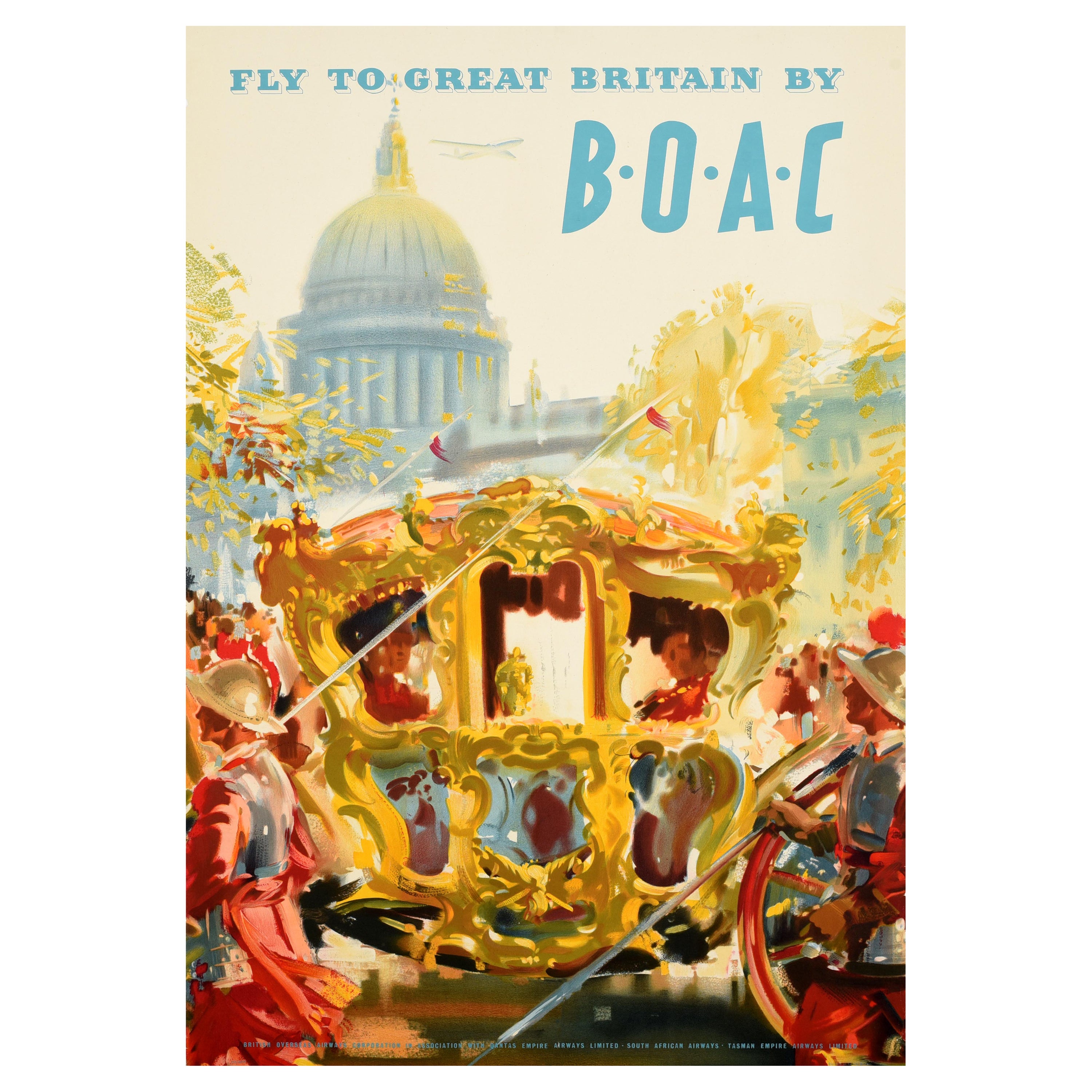 Original Vintage Poster Great Britain BOAC Lord Mayor's Show St Paul's Cathedral For Sale