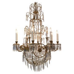 Antique Northern European Gold Bronze and Crystal Chandelier, Circa 1875-1885