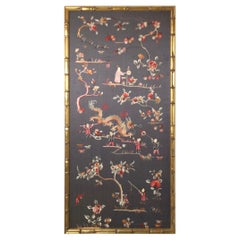 Antique Silk Chinese Hand Embroidered Panel