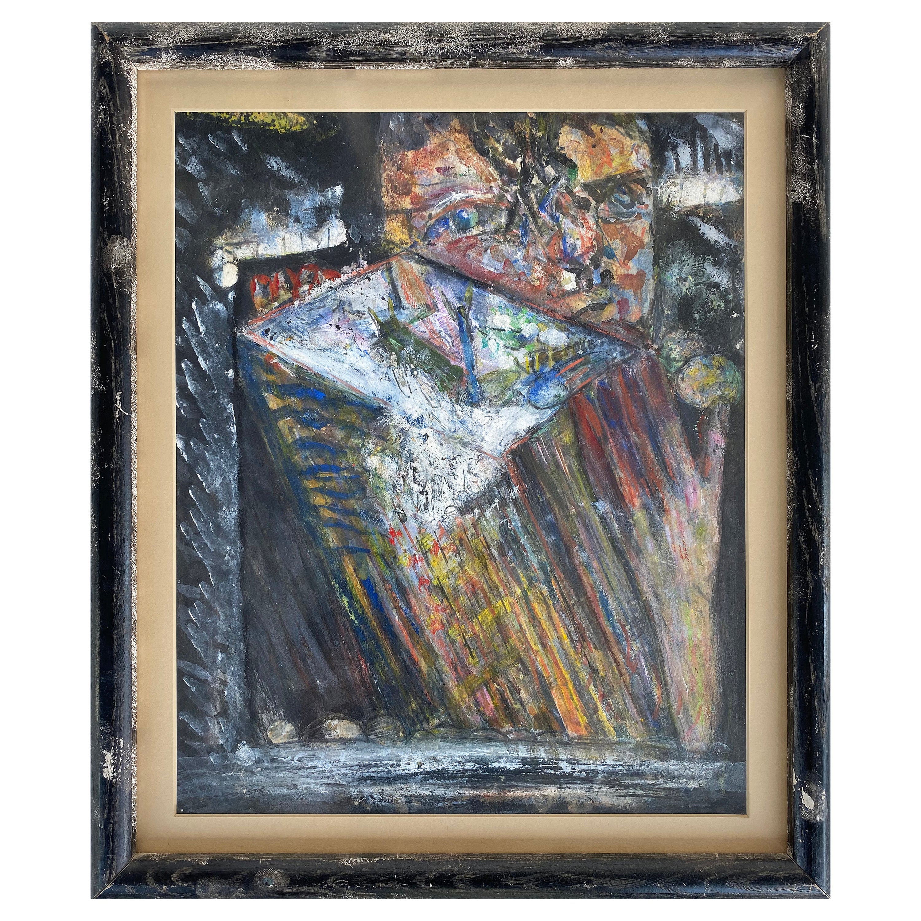 Warren Fischer Figurative Abstract Acrylic Painting, Signed and Dated 1997 For Sale