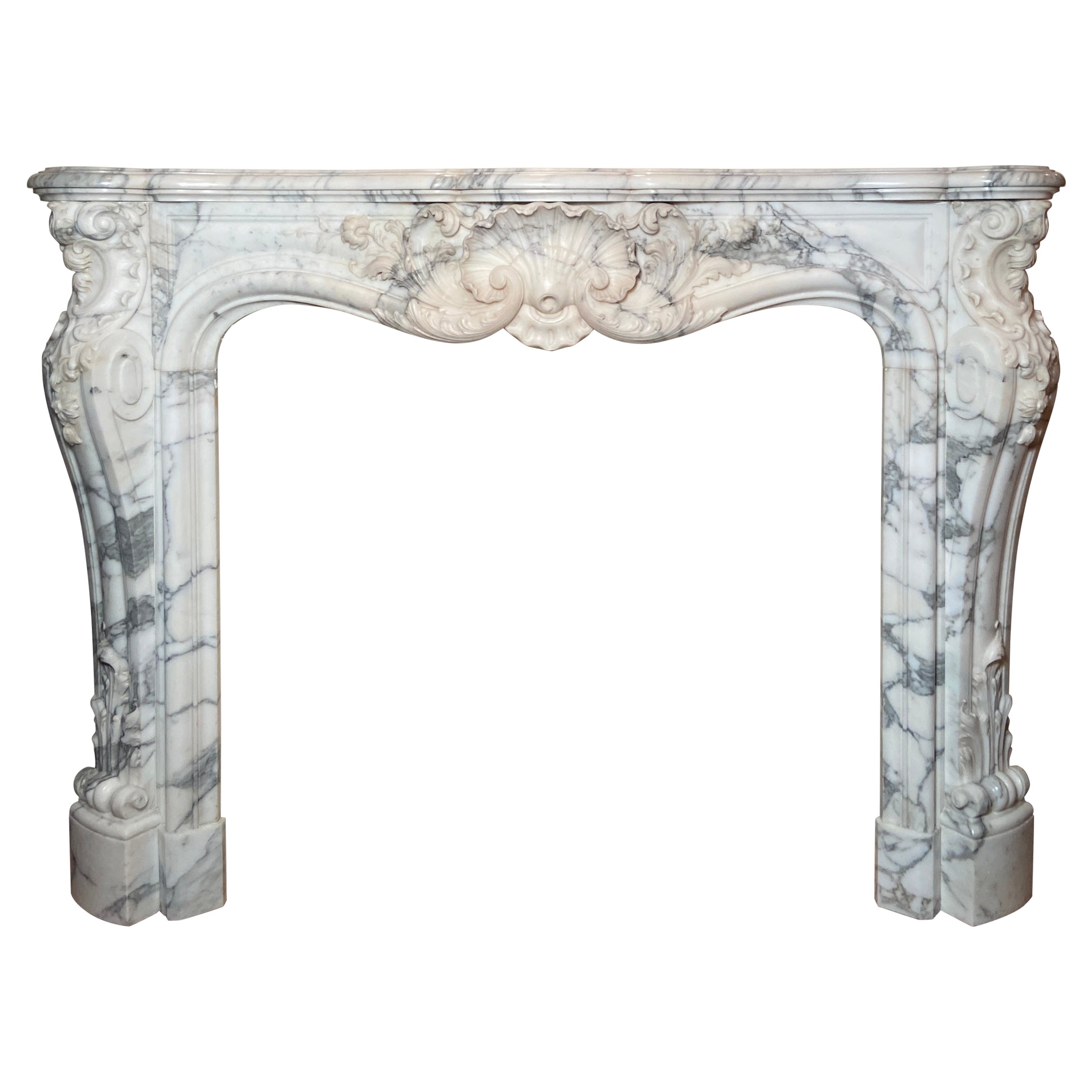 Antique 18th Century French Richly Sculpted Marble Mantelpiece