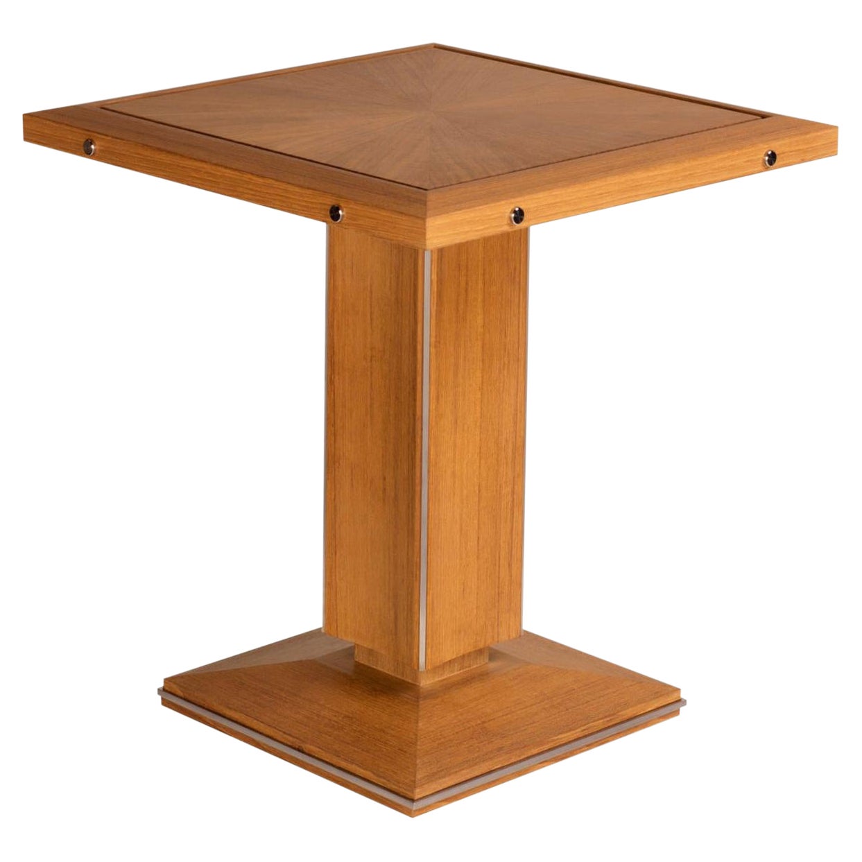 Pollaro Custom Made Teak and Titanium Exterior Side Table