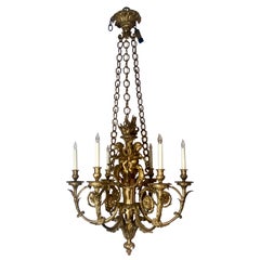 Antique French Bronze D' Ore Chandelier, Versailles Palace Model, Circa 1820's