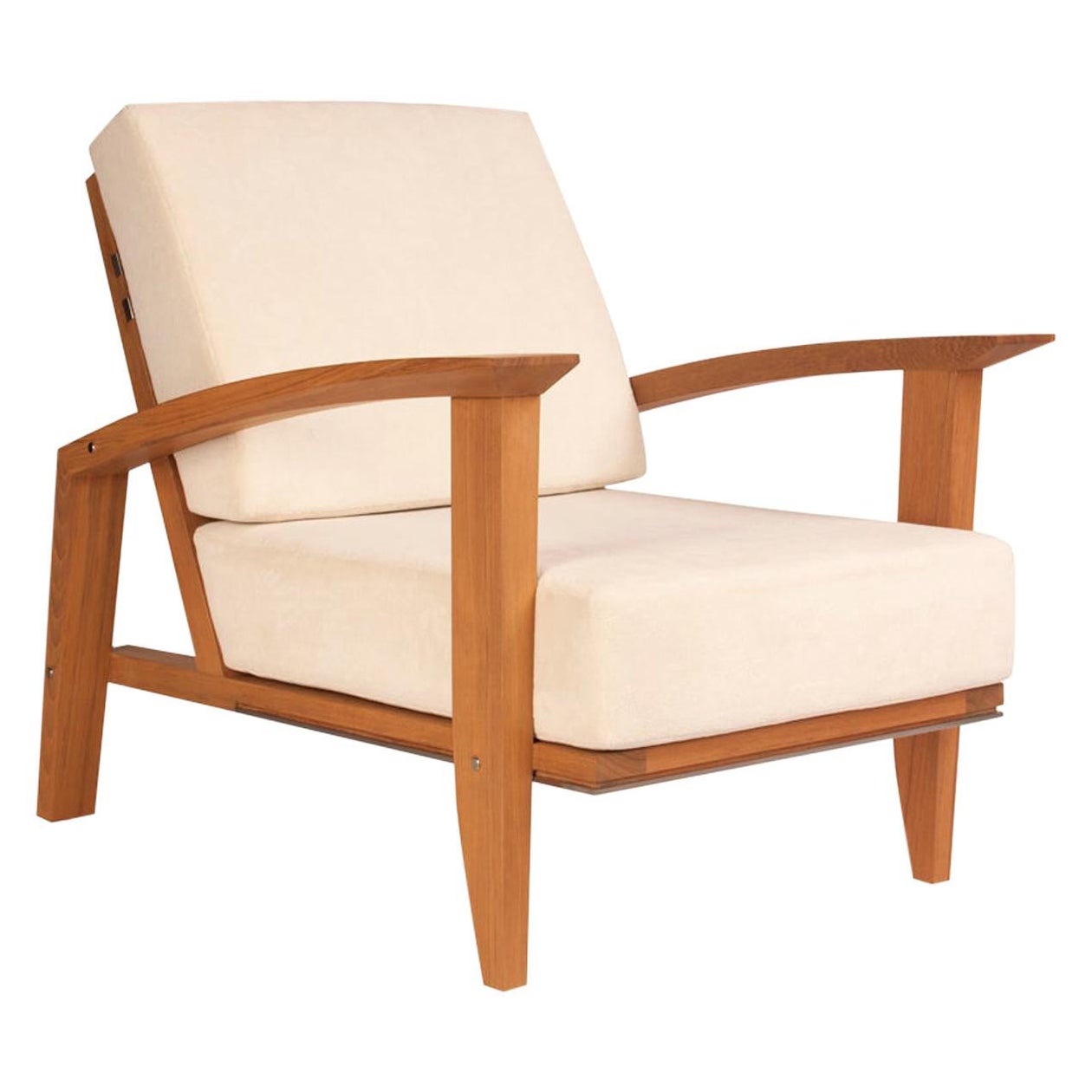 Pollaro Custom Made Teak and Titanium Exterior Lounge Chair For Sale