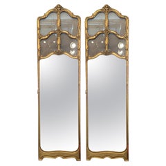 Paar antike französische geschnitzte Spiegel mit Blattgold aus dem 19. Jahrhundert