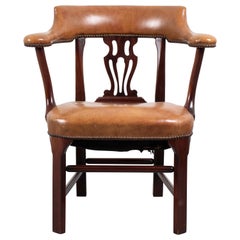 Regency Style Leather and Mahogany Armchair