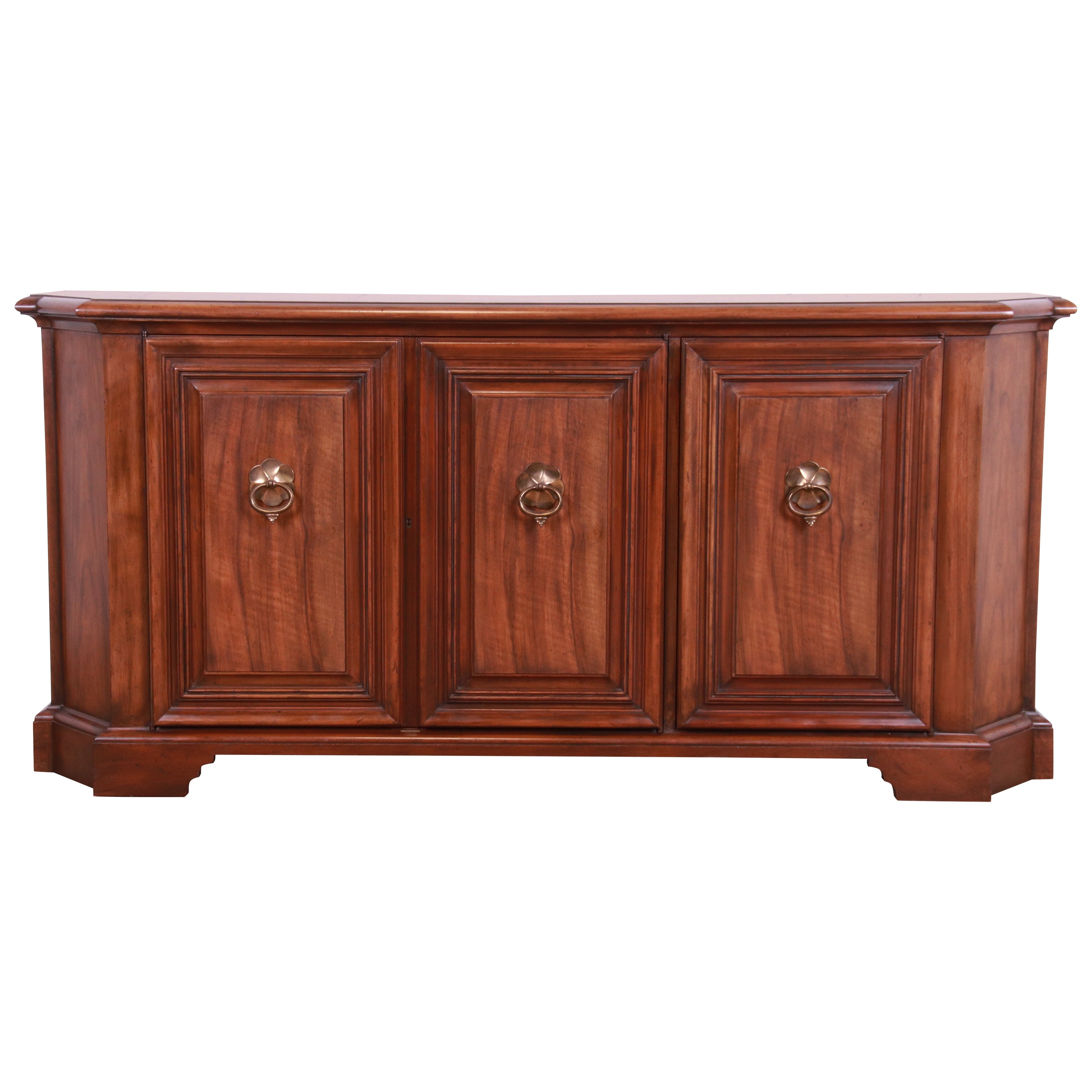 Baker Furniture French Regency Walnut Sideboard Credenza or Bar Cabinet