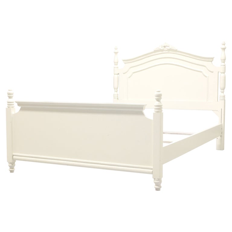 White Painted Full Size Low Post Bed, White Wood Bed Frame Full Size