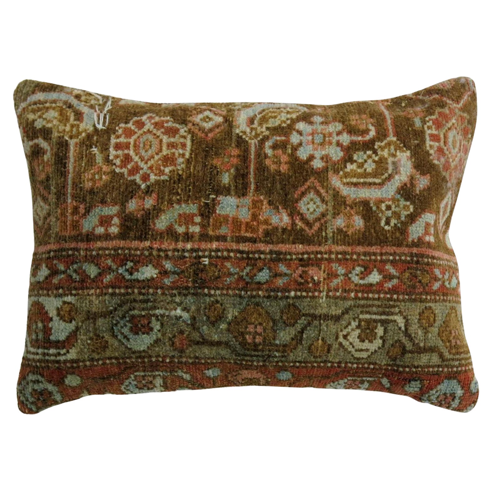 Brown Persian Malayer Rug Pillow For Sale