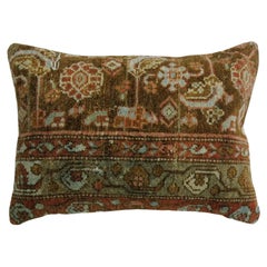Vintage Brown Persian Malayer Rug Pillow