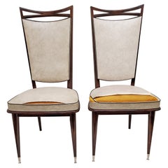 Pair of French Mid-Century Modern Dining / Side Chairs as Is Upholstery