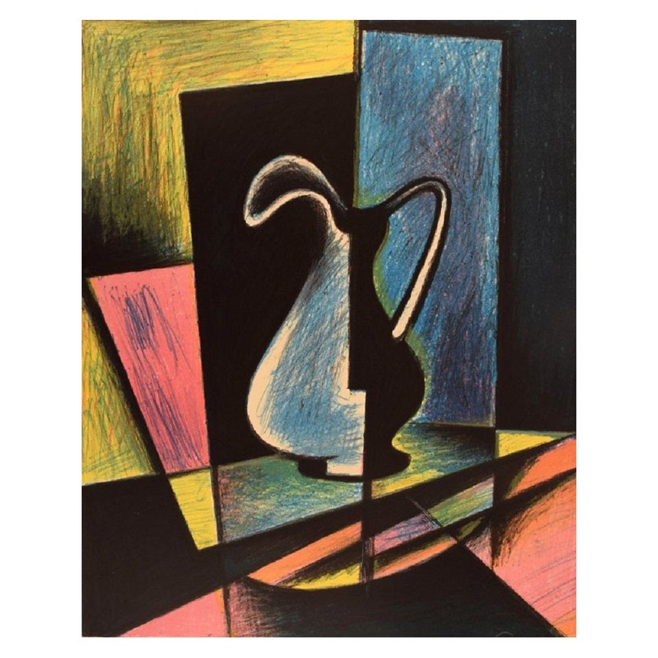 Eugène de Sala, Denmark, Color Lithography, Cubist Still Life