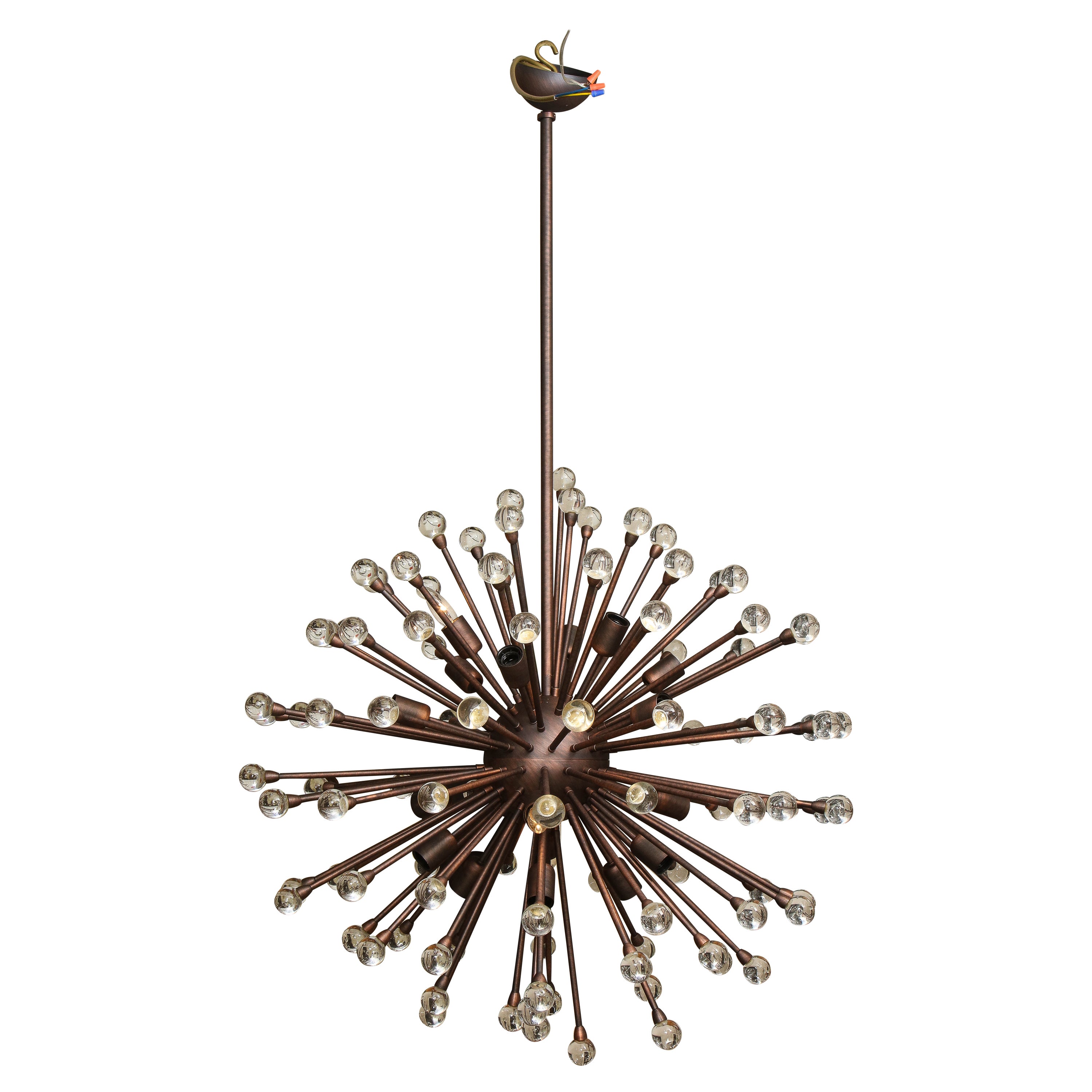 Custom Murano Glass Ball Sputnik Chandelier in Oil Rubbed Bronze For Sale