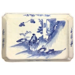 Chinese Qing Blue and White Porcelain Tray
