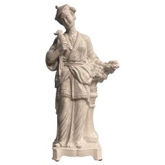 Large Scale Italian Chinoiserie Terracotta Female Figurine W/ Bird