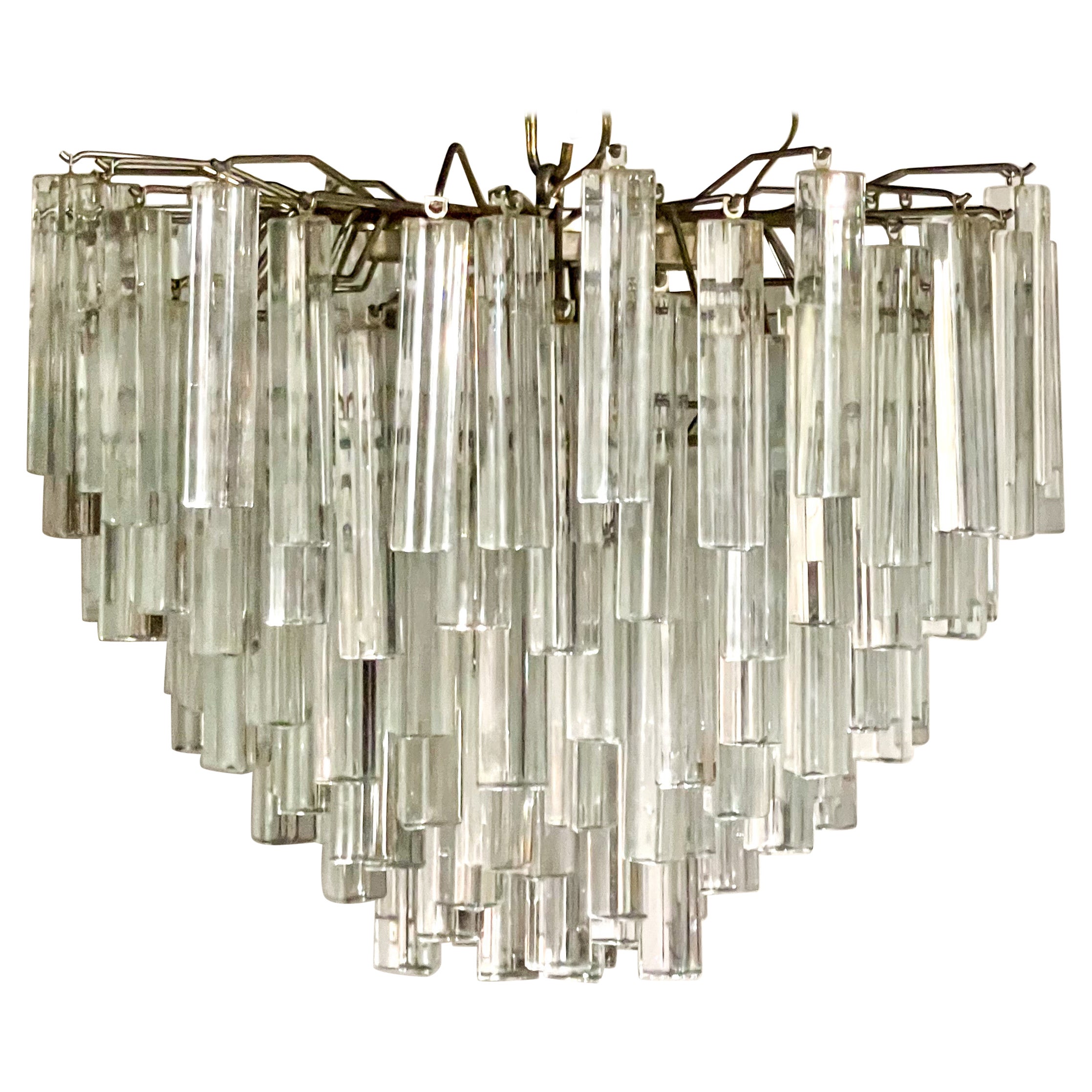 Mid-Century Modern Murano Trilobo Design Glass Chandelier by Venini