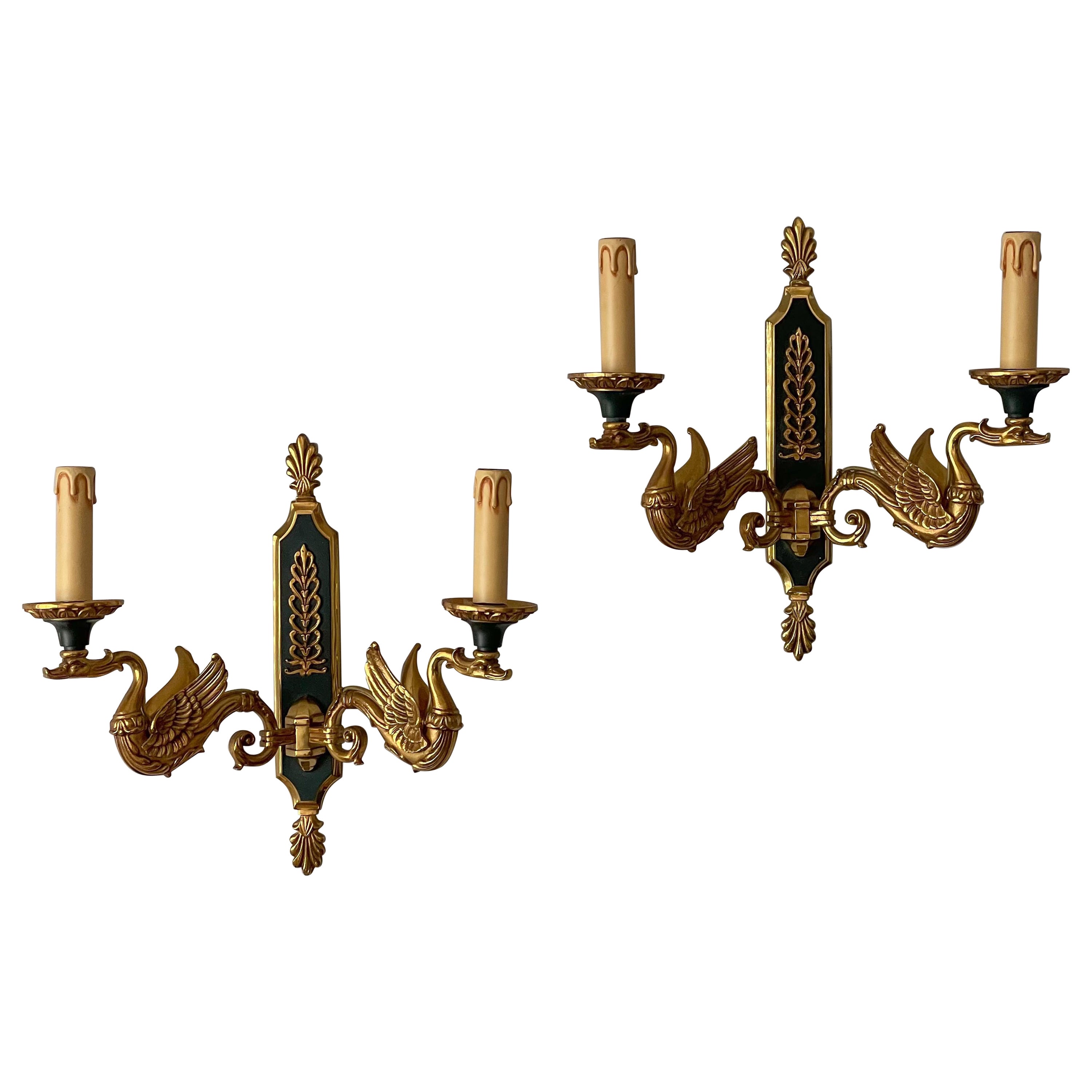Pair of French Empire Bronze Sconces