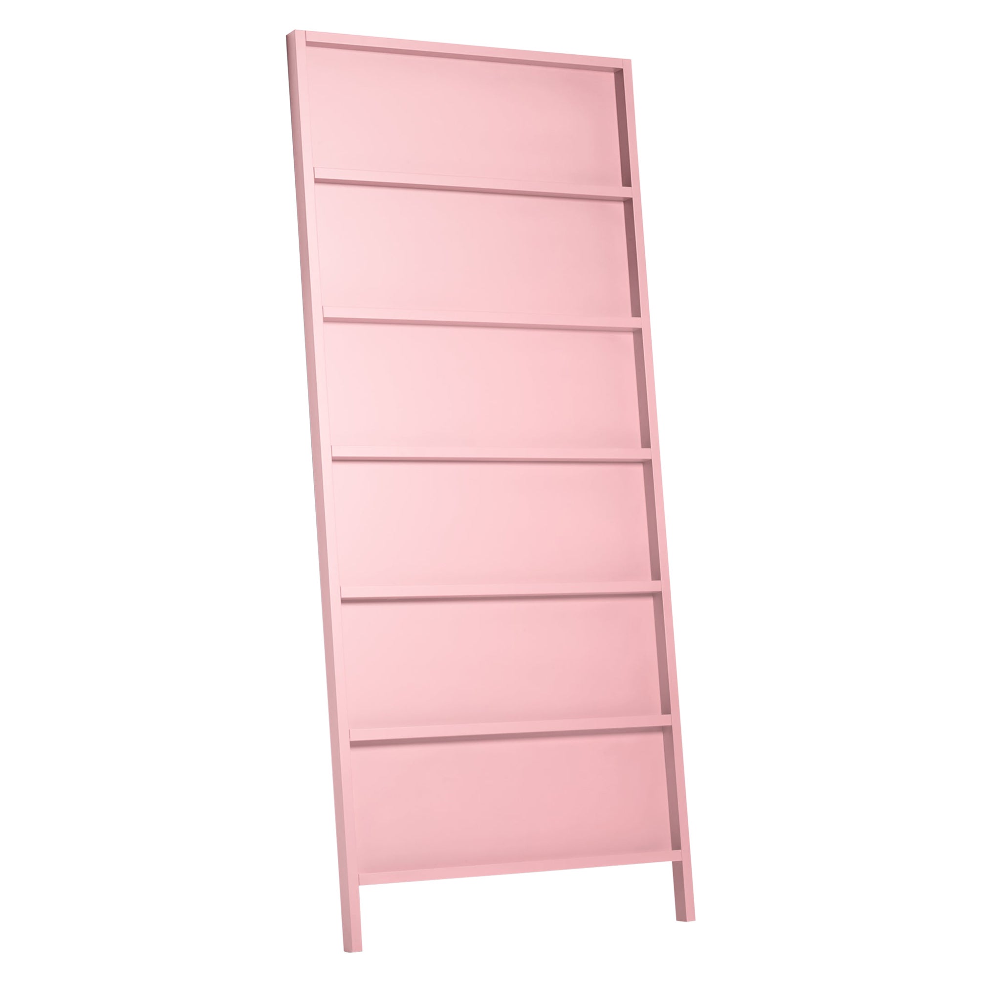 Grande armoire/étagère murale Moooi Oblique en hêtre laqué rose clair