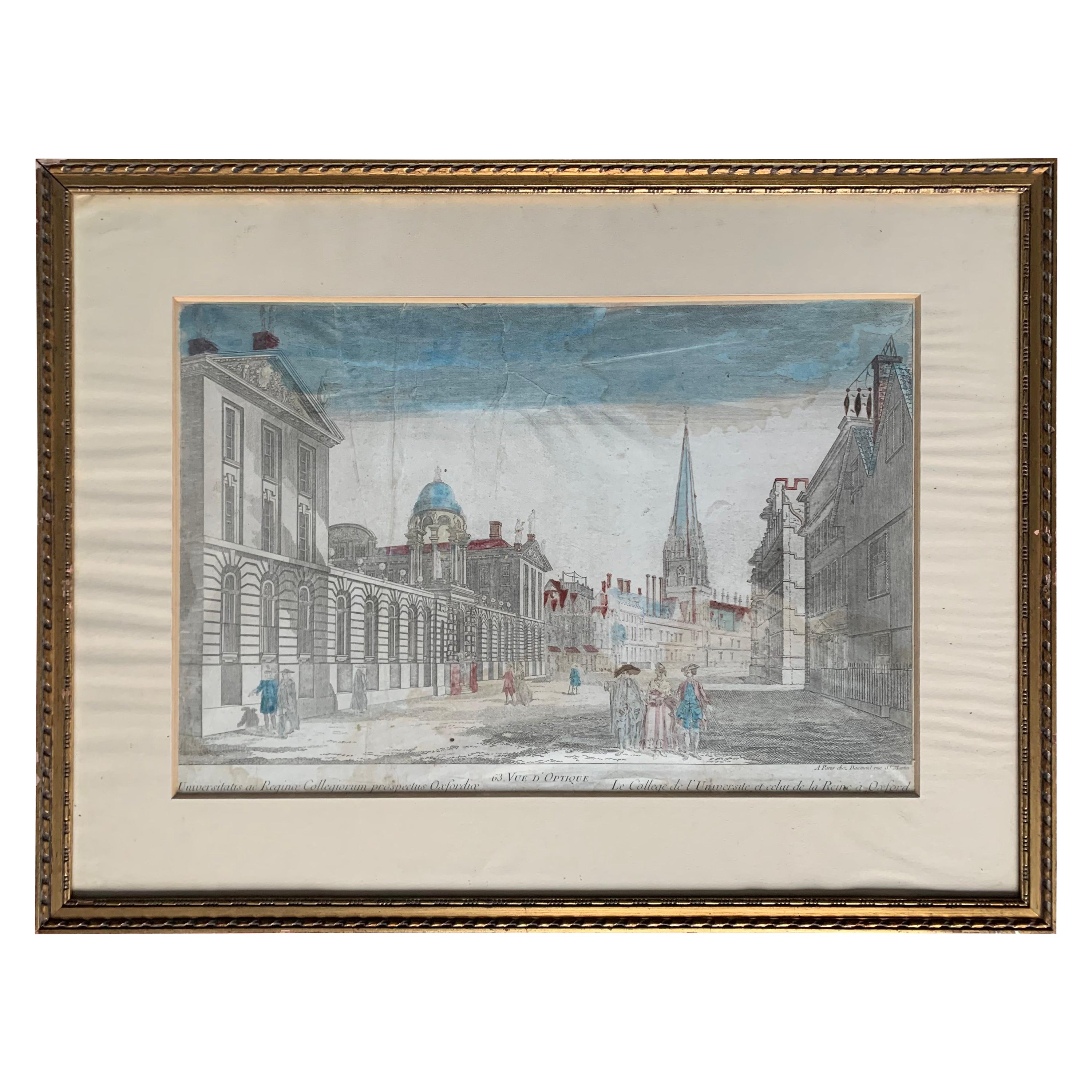 Frusotte «Optique View of the Queen’s College André Oxford University» For Sale