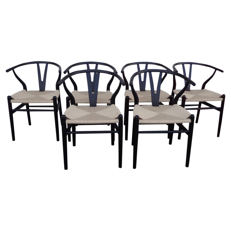 Set of 6 Wishbone Style Dining Chairs at 1stDibs wishbone chair set of 6, wishbone dining